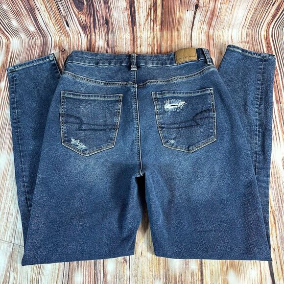 American Eagle CURVY SUPER HI RISE JEGGING Size 8 Blue Jeans Denim Pants 28x26.5 - Picture 4 of 12